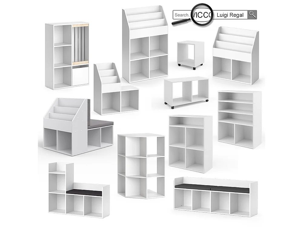 Kids shelf white 142.4x31x53.4 luigi