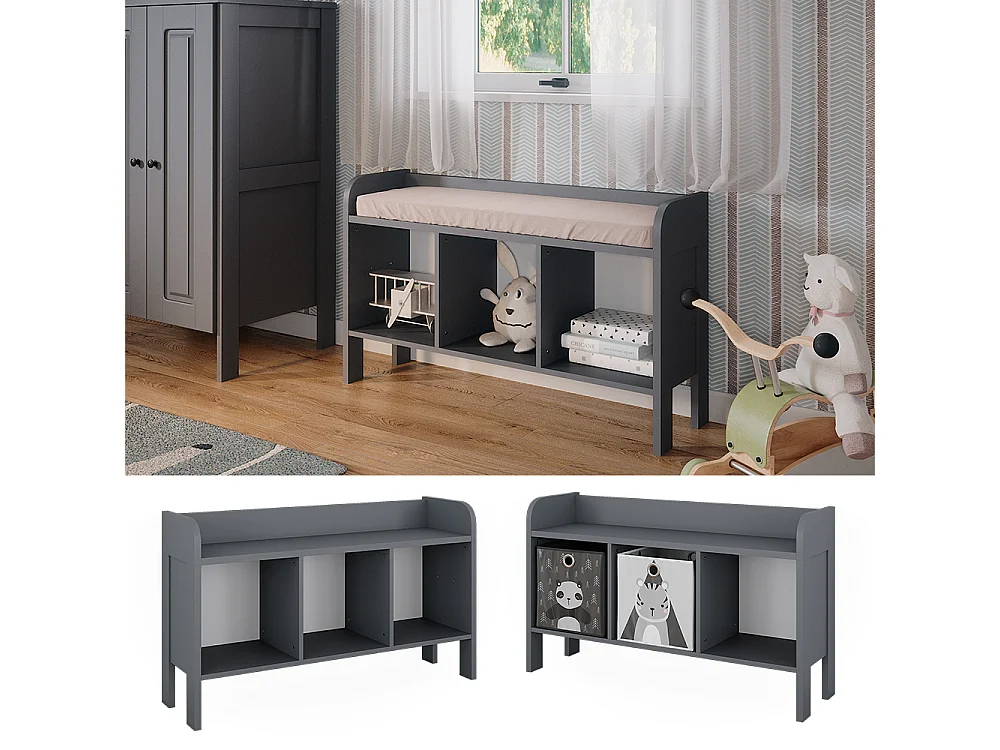 Étagère pour enfants gris 107.2x30.6x63.8 ajaton