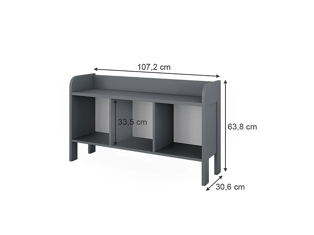 Étagère pour enfants gris 107.2x30.6x63.8 ajaton
