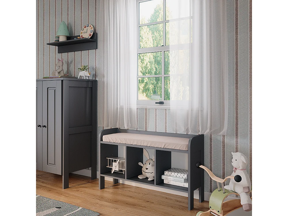 Étagère pour enfants gris 107.2x30.6x63.8 ajaton