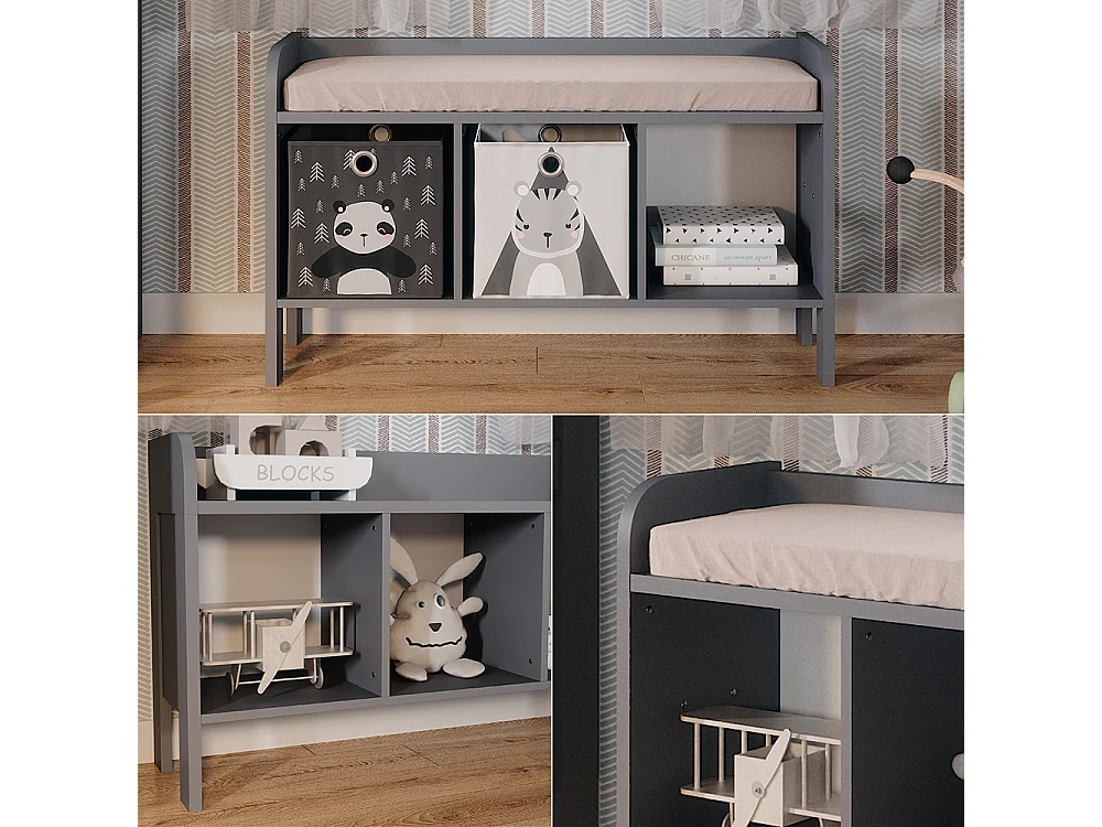 Étagère pour enfants gris 107.2x30.6x63.8 ajaton