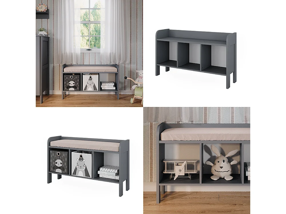 Étagère pour enfants gris 107.2x30.6x63.8 ajaton