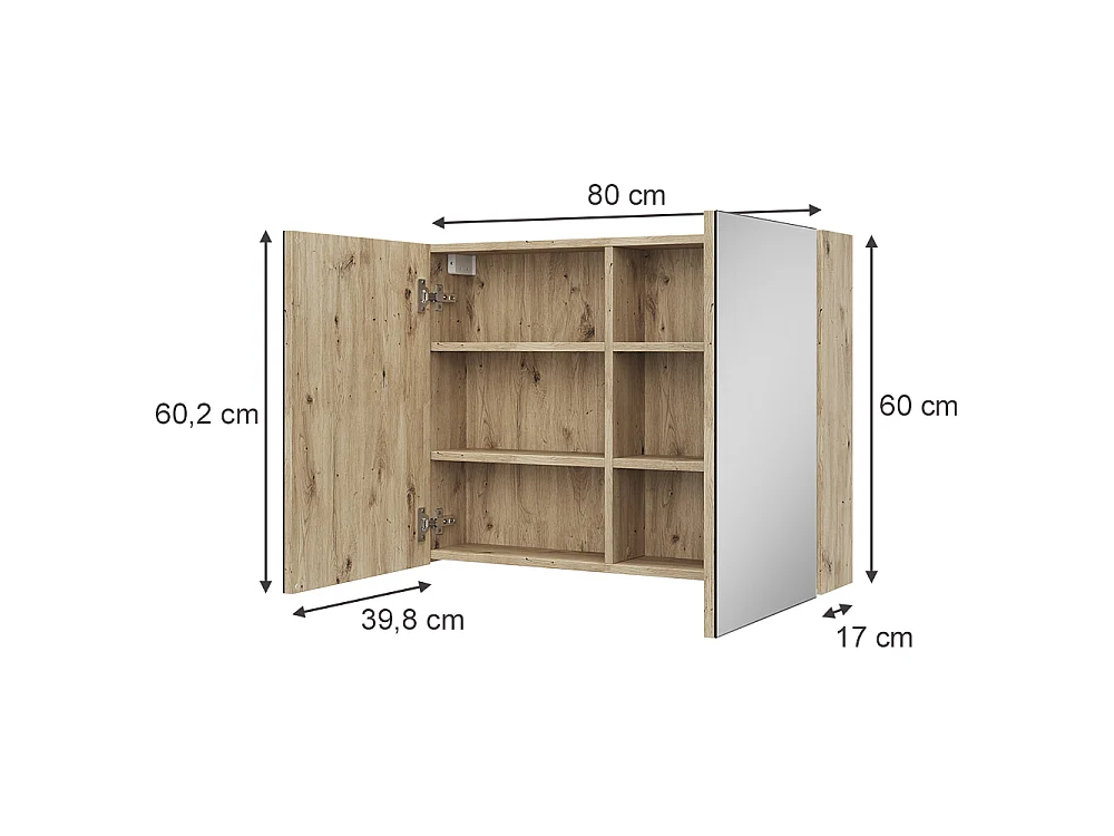 Armoire de toilette chêne artisan 80x17x60.2 lavia