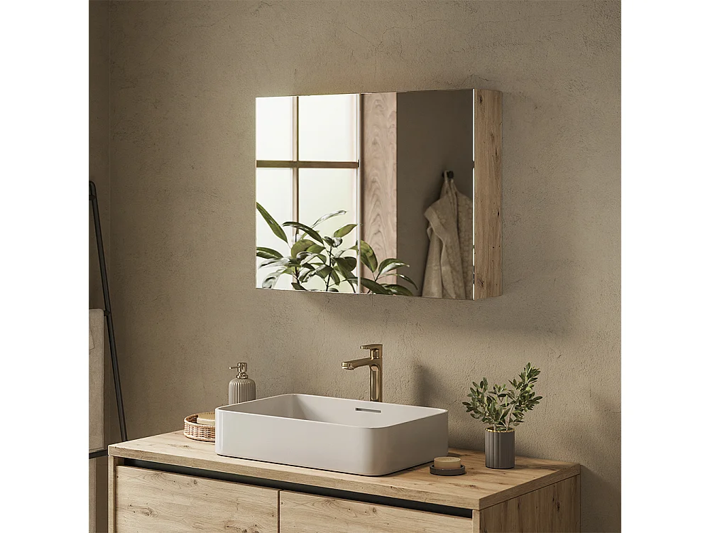 Armoire de toilette chêne artisan 80x17x60.2 lavia