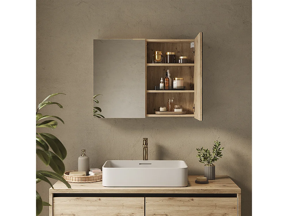 Armoire de toilette chêne artisan 80x17x60.2 lavia