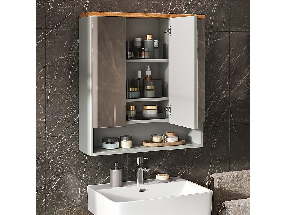 Armario con espejo para baño gris/artisan 70x21.7x77.5 eden