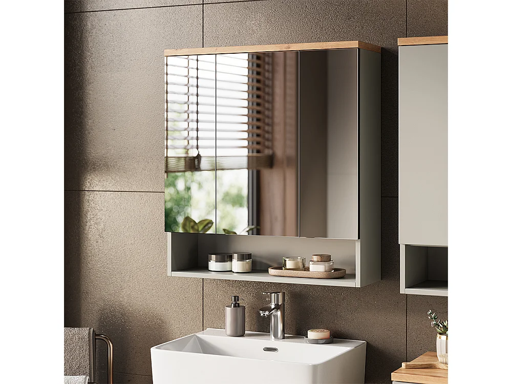 Armario con espejo para baño gris/artisan 70x21.7x77.5 eden