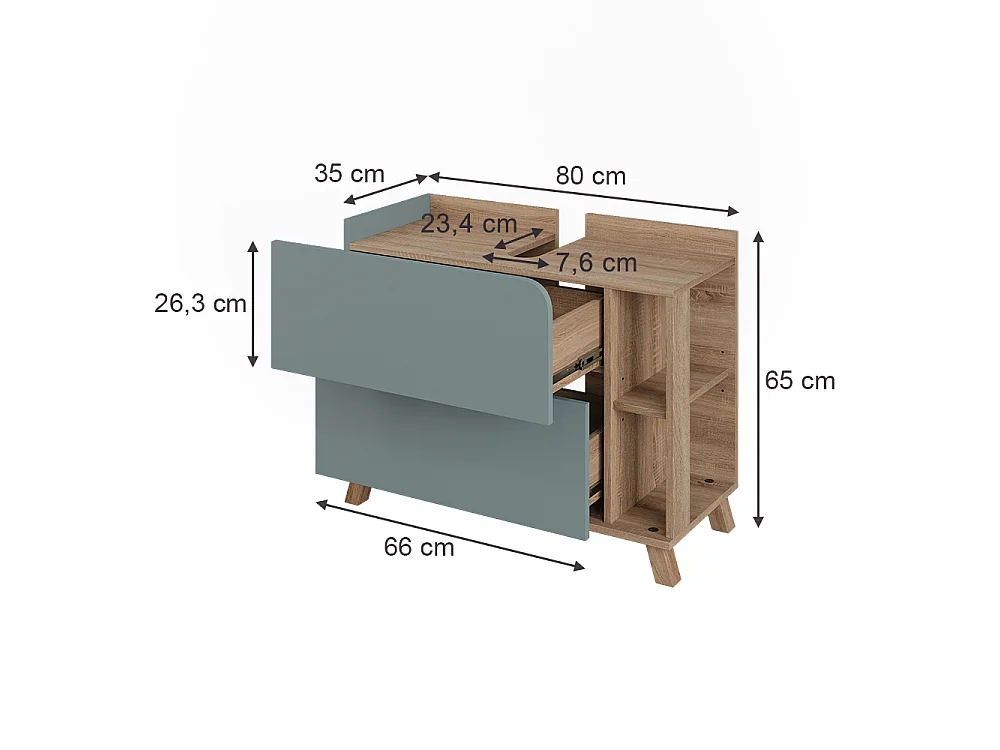Waschbeckenunterschrank blau/sonoma 80x35x65 karen