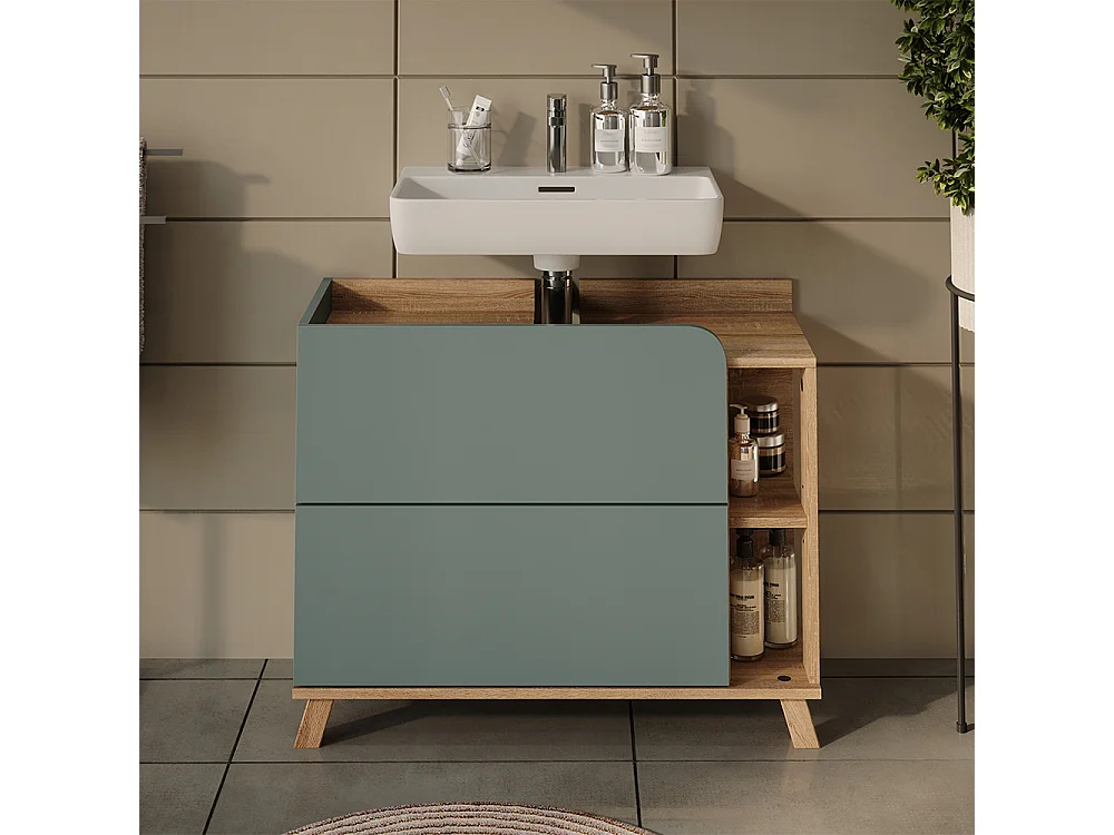 Waschbeckenunterschrank blau/sonoma 80x35x65 karen