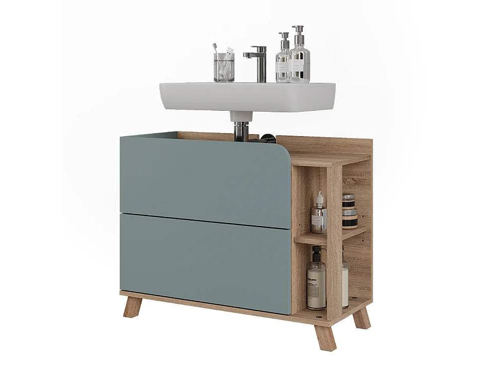 Waschbeckenunterschrank blau/sonoma 80x35x65 karen