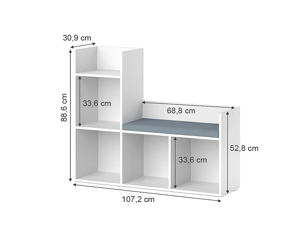 Kids shelf white 107.2x30.9x88.6 luigi