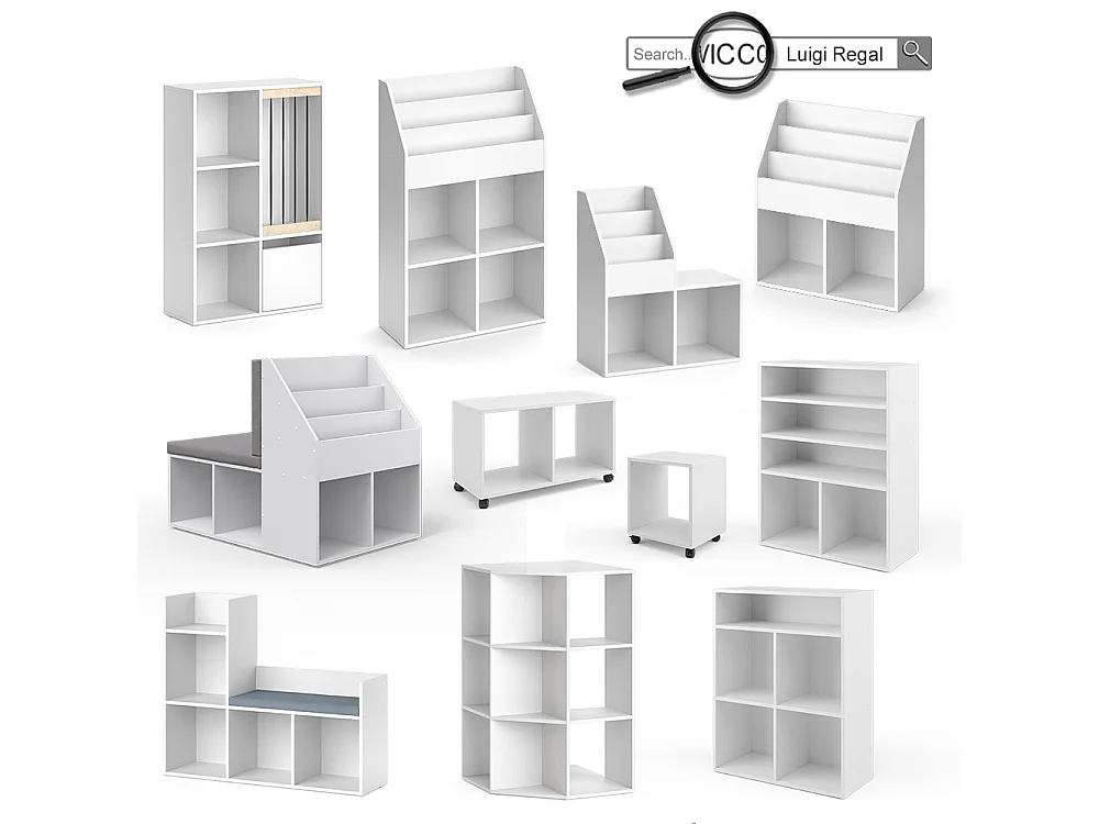 Kids shelf white 107.2x30.9x88.6 luigi