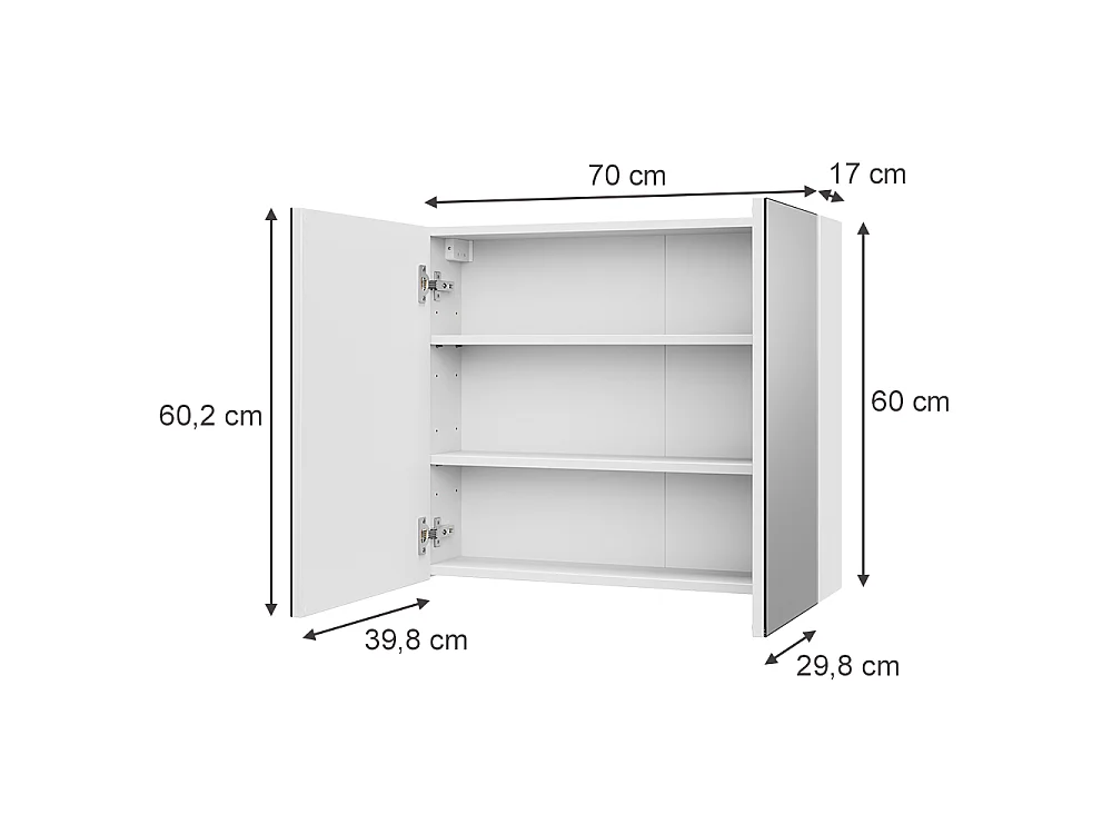 Badkamerspiegelkast wit 70x17x60.2 lavia