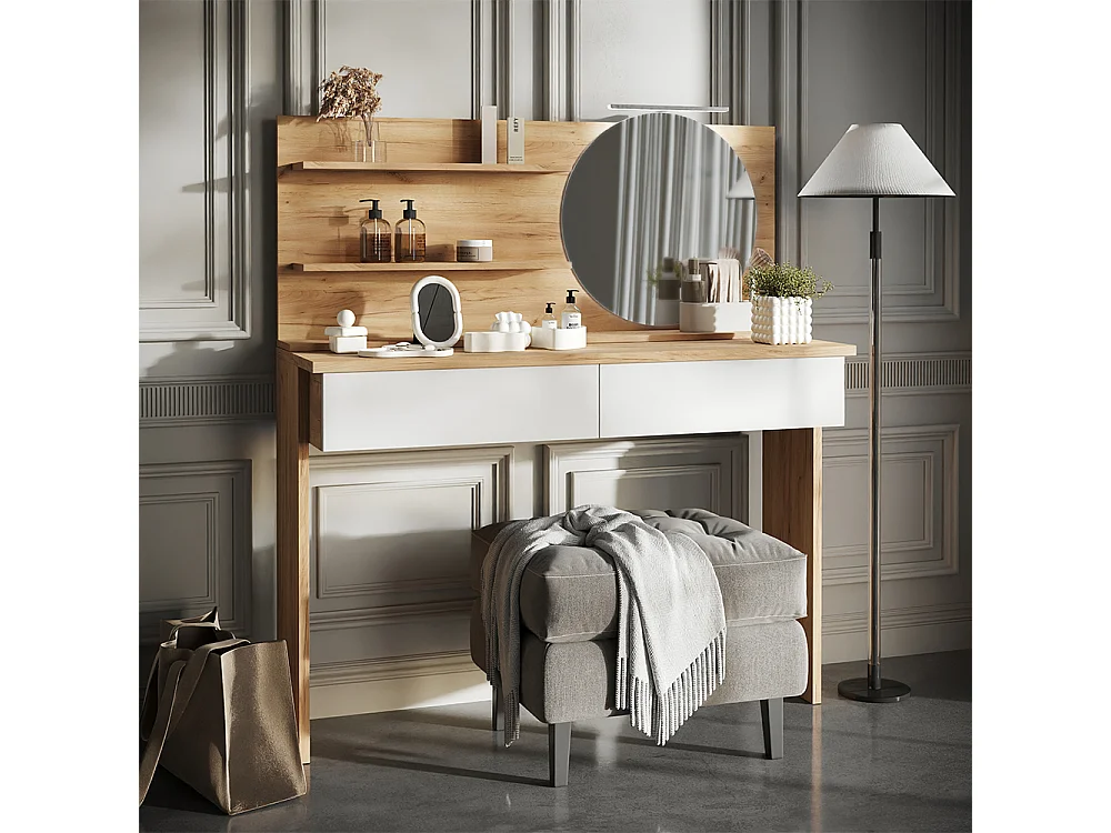 Miroir étagère chêne 120x13.5x50 avena