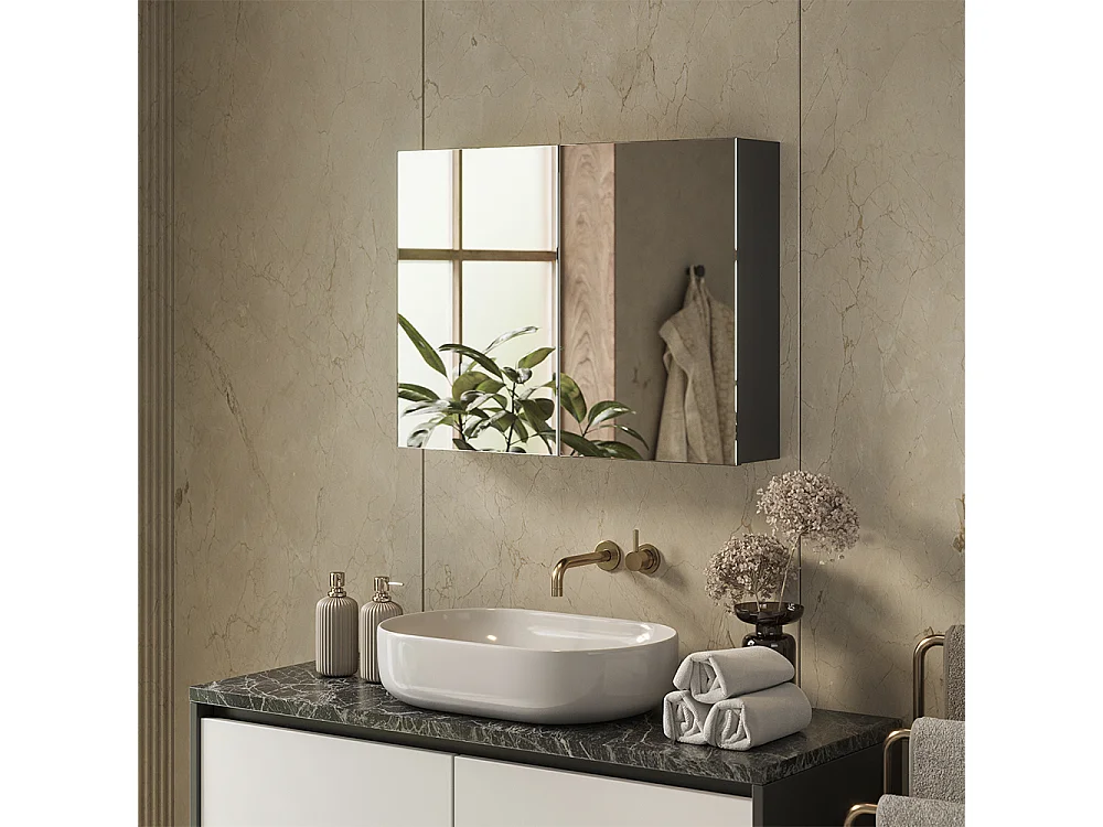 Armoire de toilette anthracite 80x17x60.2 lavia