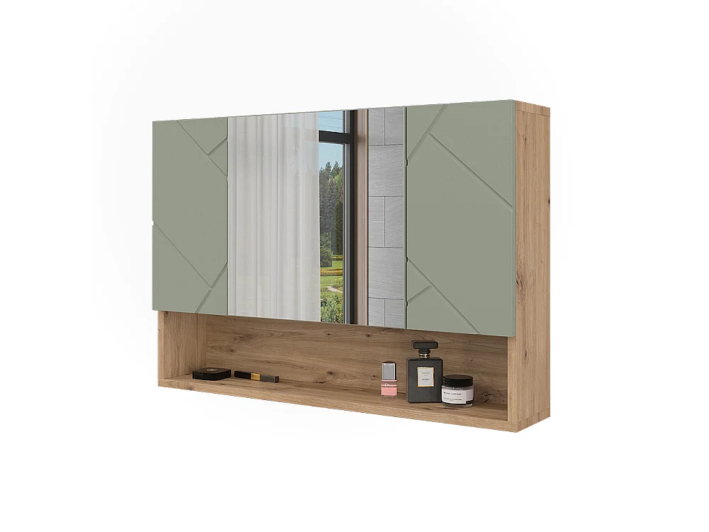 Armario con espejo para baño verde salvia 80.1x17x55 irma