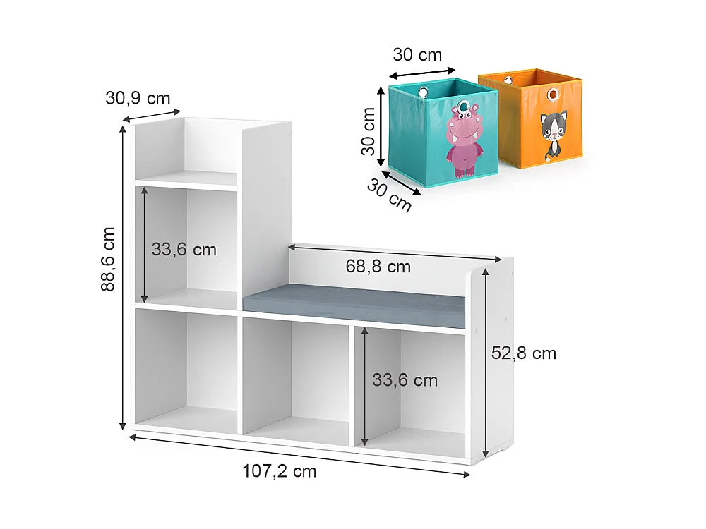 Kids shelf white 107.2x30.9x88.6 luigi