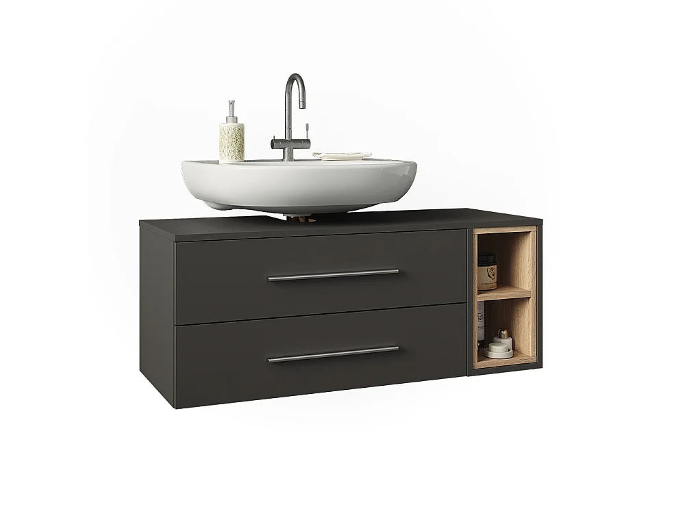 Meuble sous vasque simple anthracite/sonoma 100x40x40 beatrice