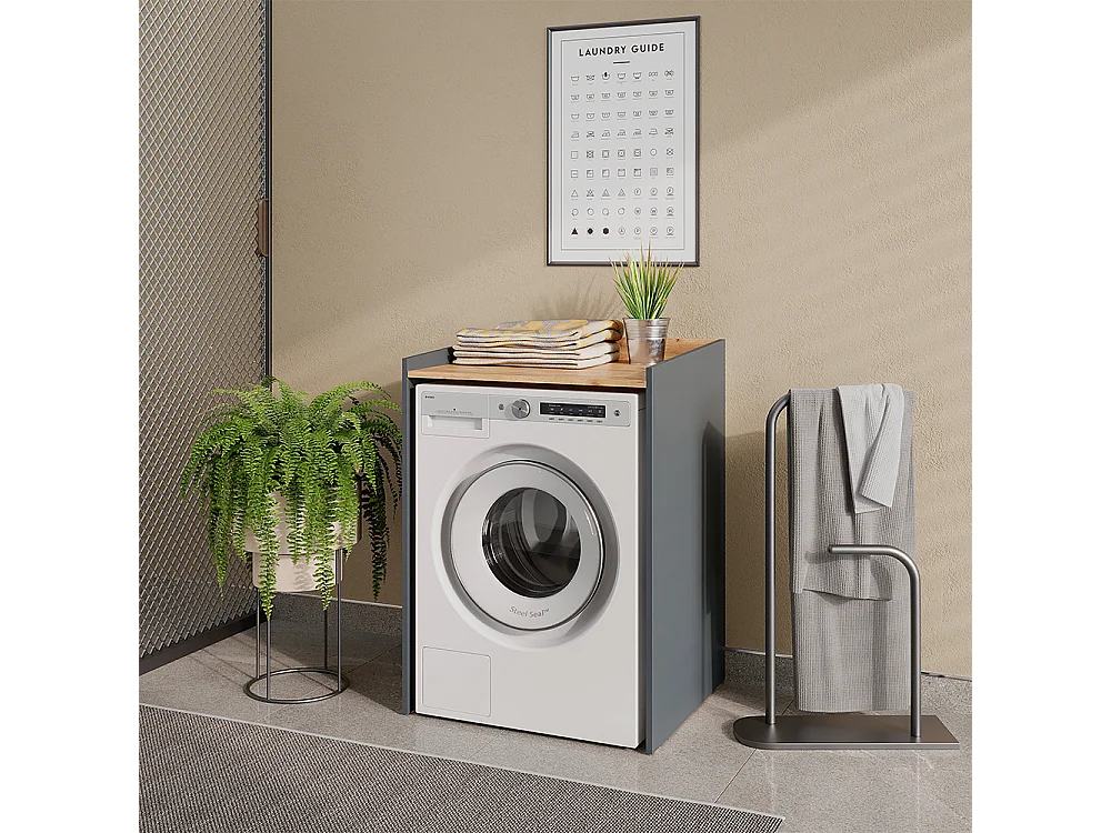 Armoire machine à laver anthracite/chêne de force doré 67.8x59.8x94.6 viktor
