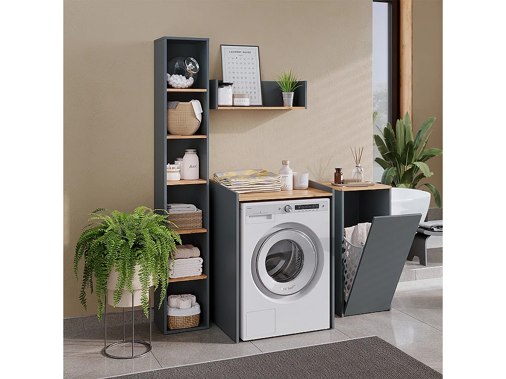 Armoire machine à laver anthracite/chêne de force doré 67.8x59.8x94.6 viktor
