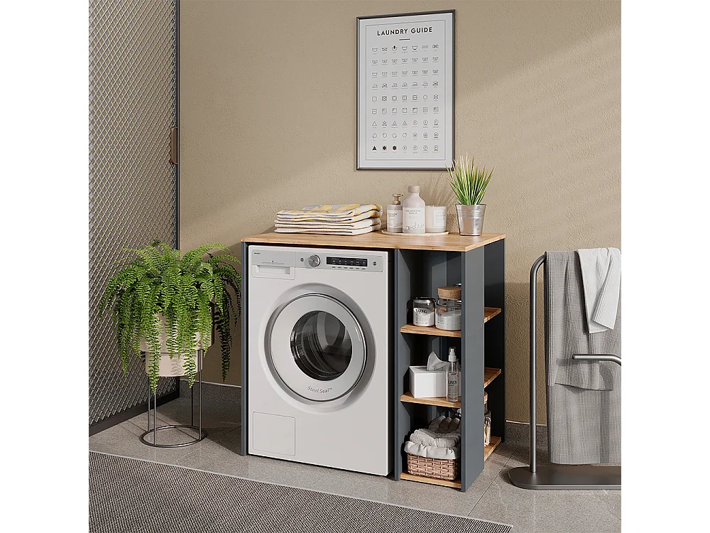 Armoire machine à laver anthracite/chêne de force doré 93.6x60x88.2 viktor
