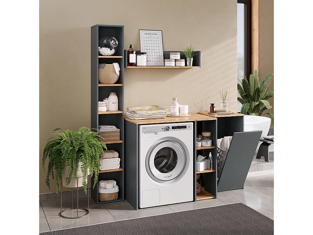 Armoire machine à laver anthracite/chêne de force doré 93.6x60x88.2 viktor