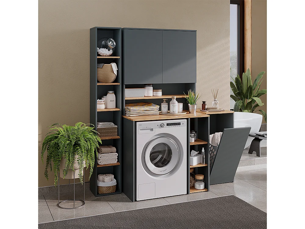 Armoire machine à laver anthracite/chêne de force doré 93.6x60x88.2 viktor
