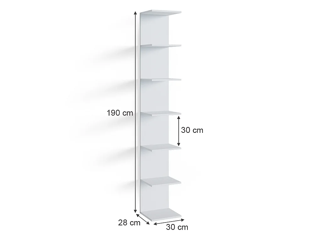 Wall shelf kids room white 30x28x190 paolo