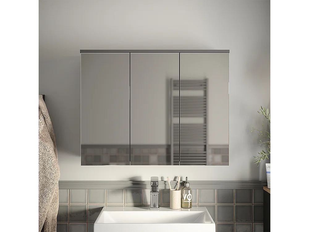 Armario con espejo para baño antracita 80.2x20x62 ruben