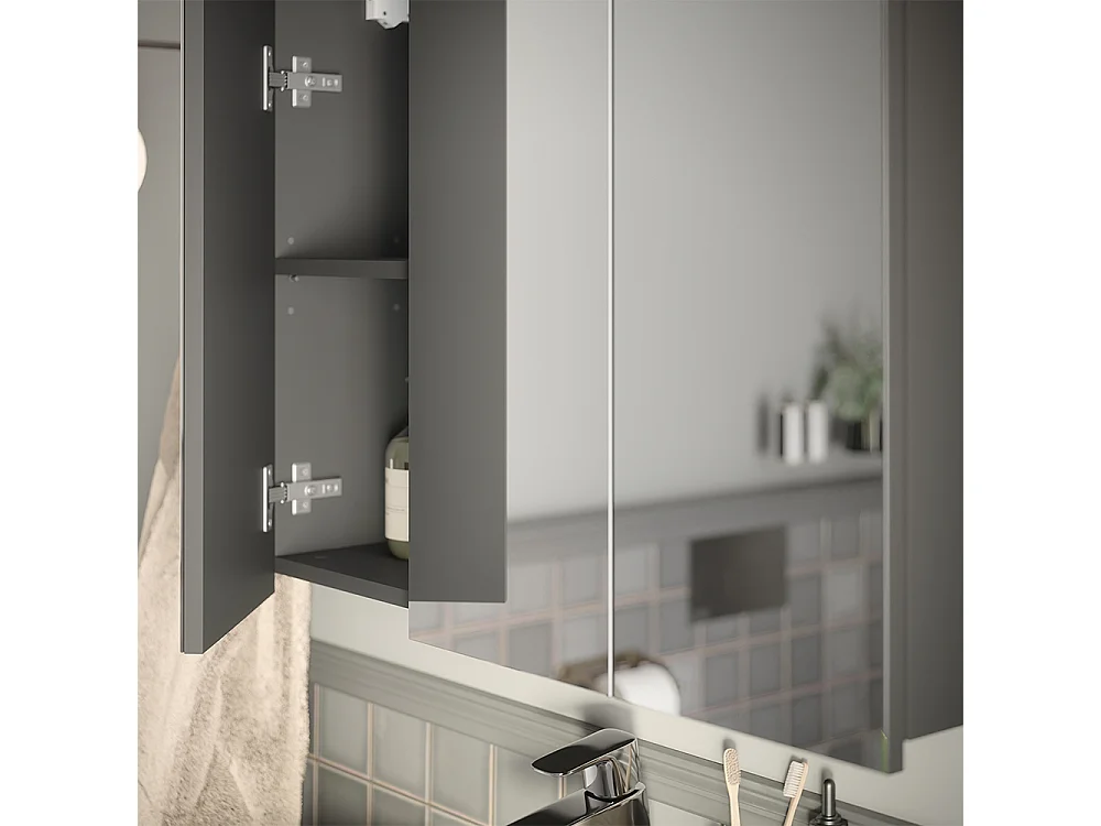 Armario con espejo para baño antracita 80.2x20x62 ruben