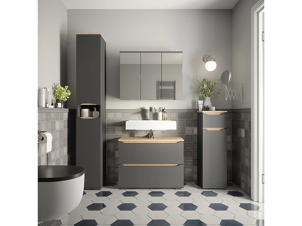 Armario con espejo para baño antracita 80.2x20x62 ruben