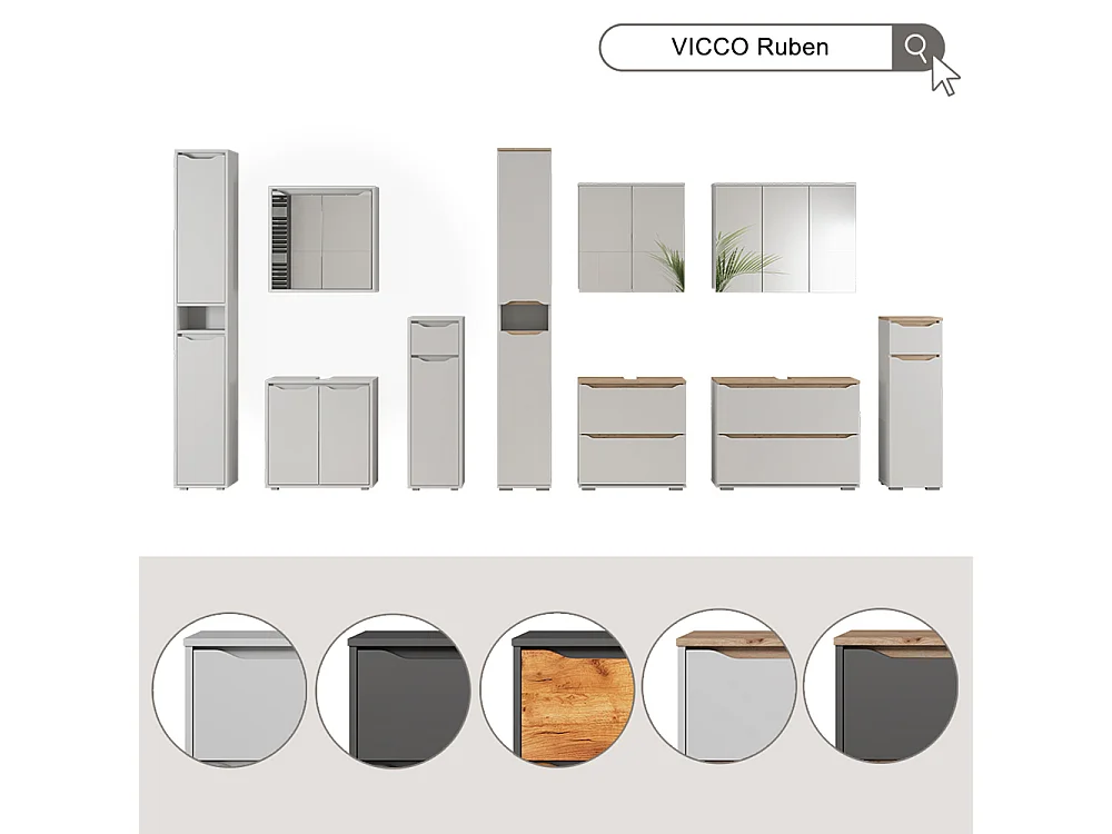Armario con espejo para baño antracita 80.2x20x62 ruben