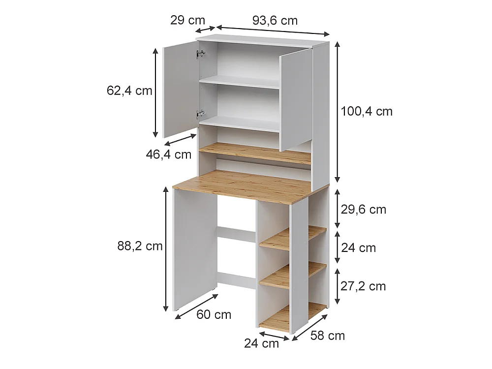 meuble pour lave-linge blanc/chêne artisan 93.6x60x88.2 viktor