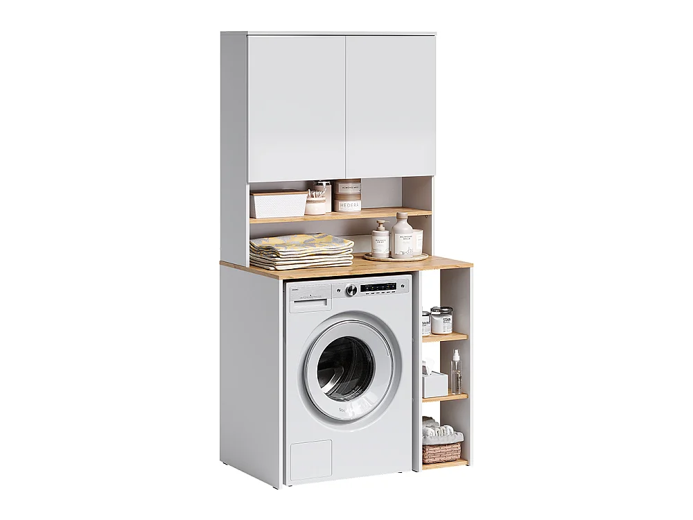 meuble pour lave-linge blanc/chêne artisan 93.6x60x88.2 viktor
