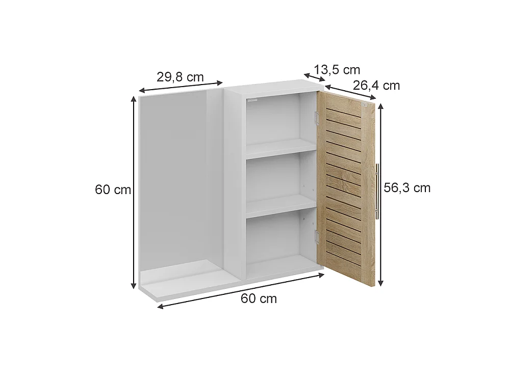 Badkamerspiegelkast wit/eiken 60x13.5x60 looma