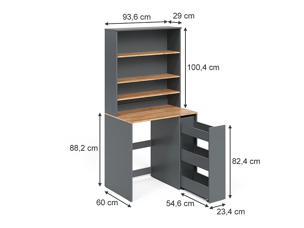armoire pour machine à laver anthracite/chêne de force doré 93.6x60x88.2 viktor