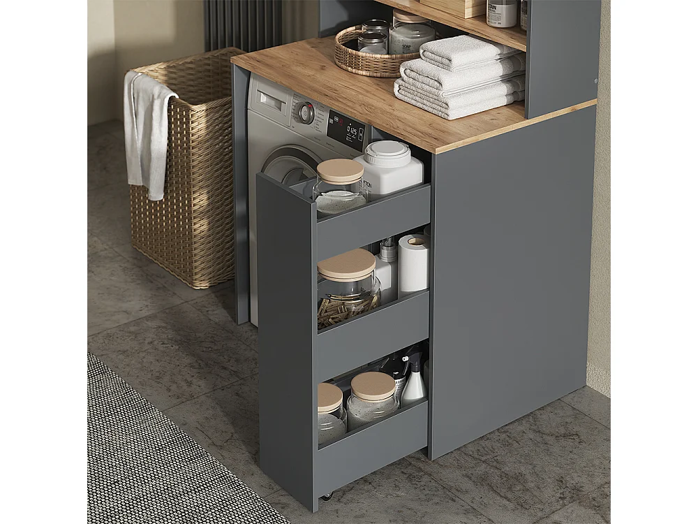 armoire pour machine à laver anthracite/chêne de force doré 93.6x60x88.2 viktor