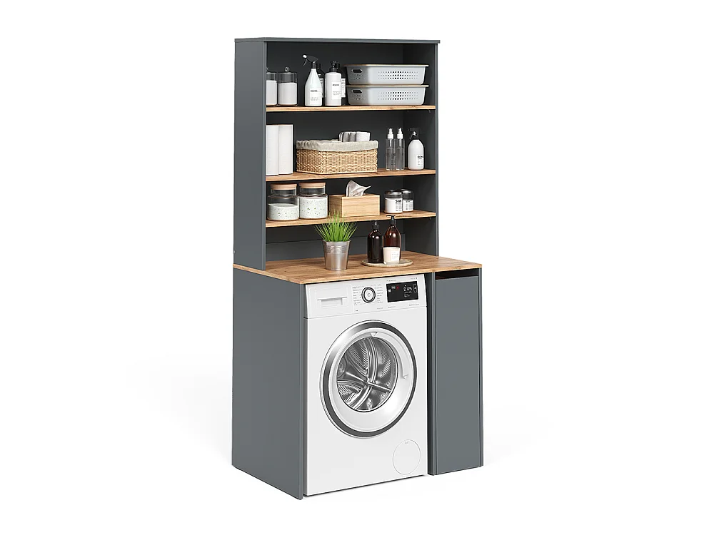 armoire pour machine à laver anthracite/chêne de force doré 93.6x60x88.2 viktor
