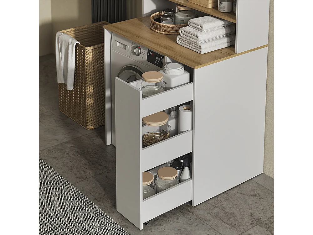armoire pour machine à laver blanc/chêne artisan 93.6x60x88.2 viktor