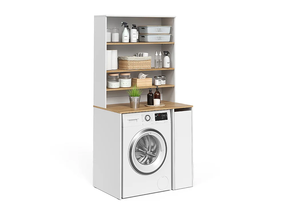 armoire pour machine à laver blanc/chêne artisan 93.6x60x88.2 viktor