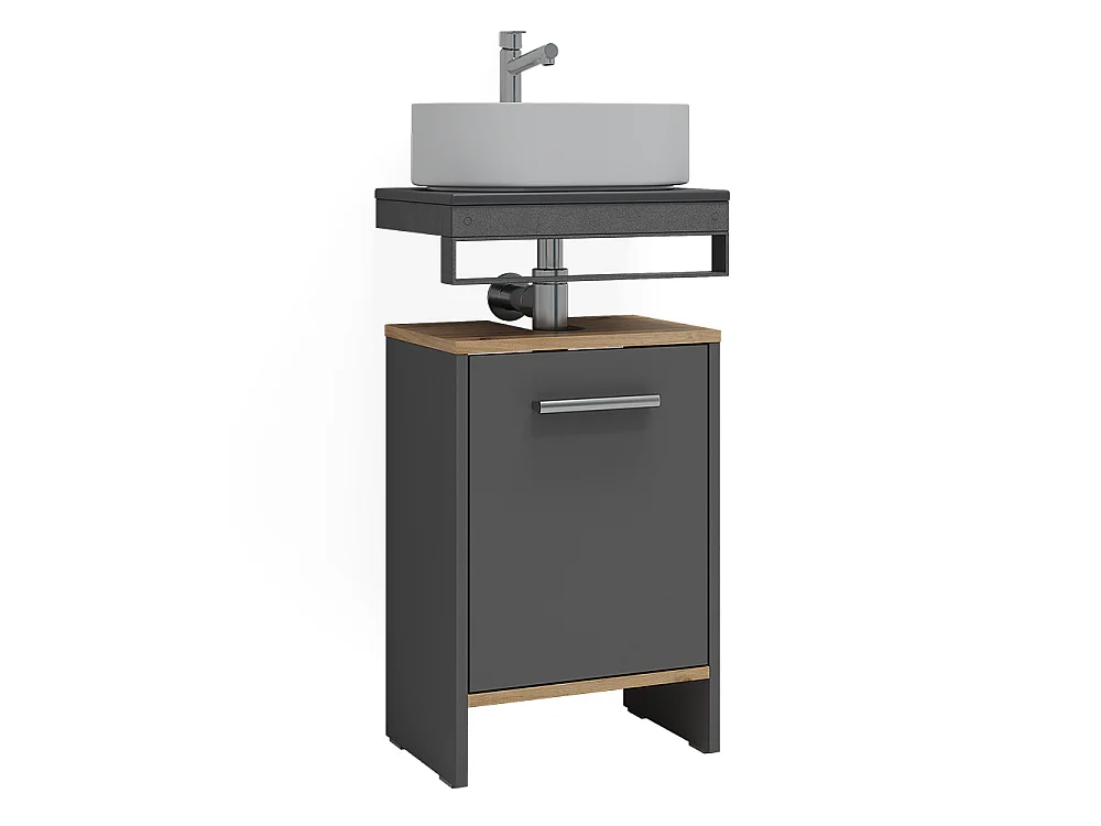 Meuble vasque simple anthracite/chêne doré 38.2x26.3x57 karli