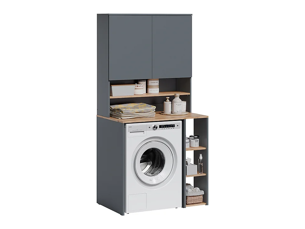 meuble pour lave-linge anthracite/chêne de force doré 93.6x60x88.2 viktor