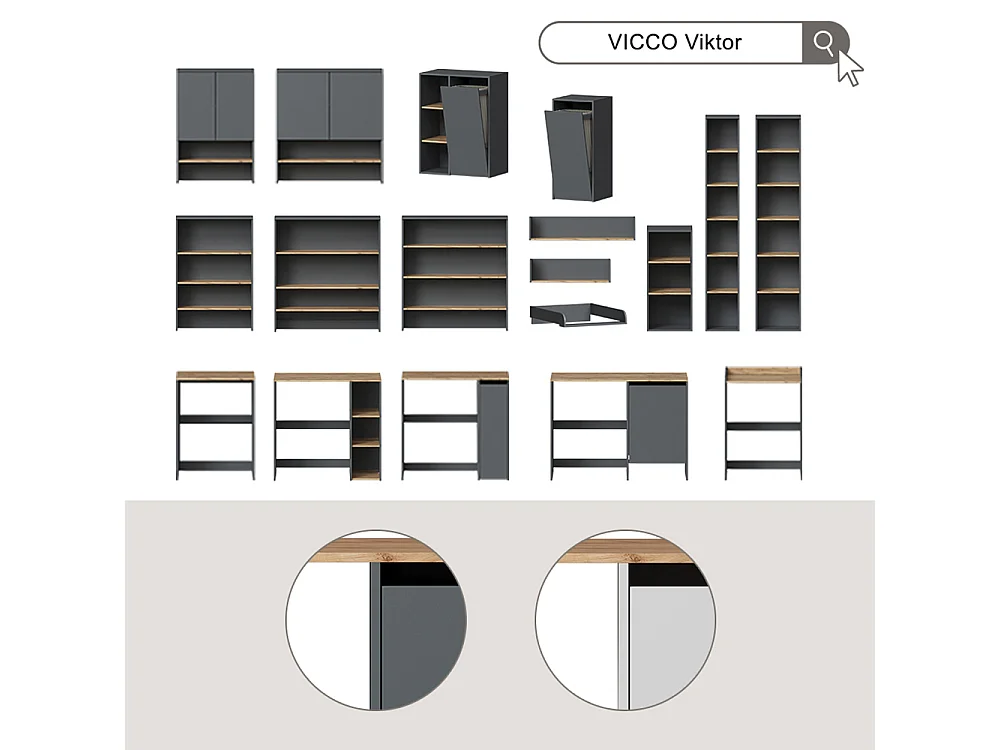 meuble pour lave-linge anthracite/chêne de force doré 93.6x60x88.2 viktor