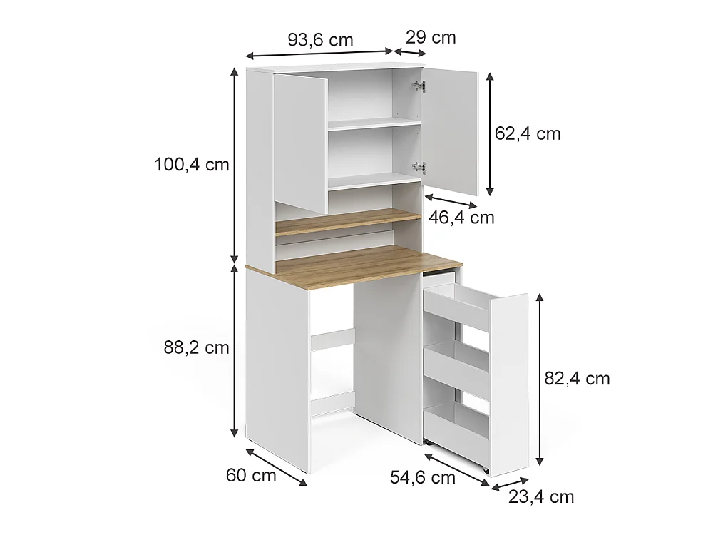 armoire pour machine à laver blanc/chêne artisan 93.6x60x88.2 viktor