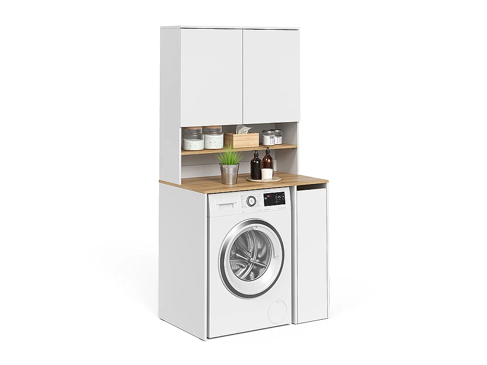 armoire pour machine à laver blanc/chêne artisan 93.6x60x88.2 viktor
