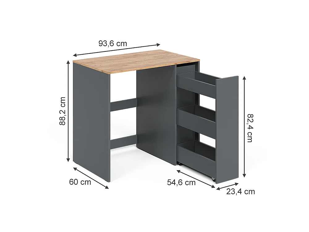 Armoire machine à laver anthracite/chêne de force doré 93.6x60x88.2 viktor