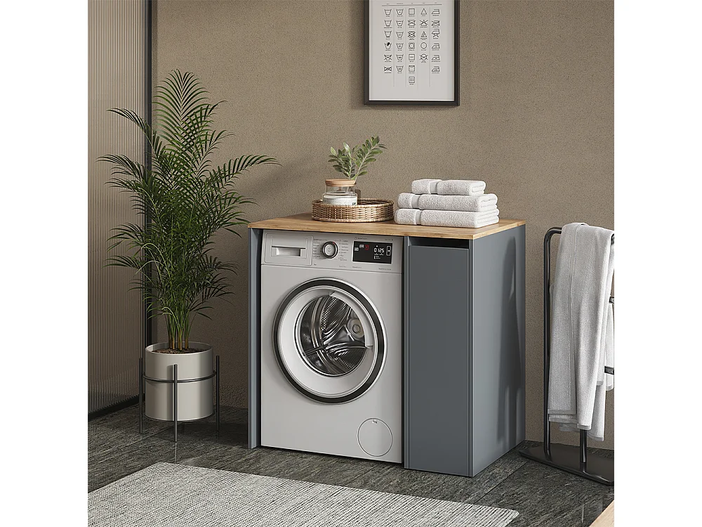 Armoire machine à laver anthracite/chêne de force doré 93.6x60x88.2 viktor