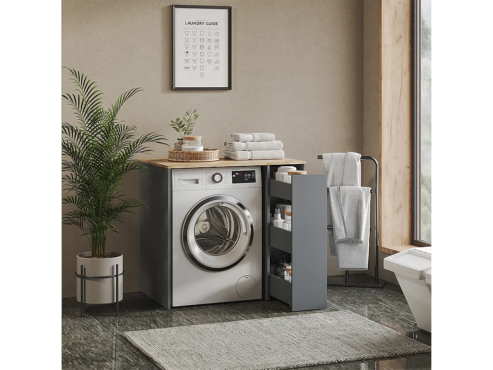 Armoire machine à laver anthracite/chêne de force doré 93.6x60x88.2 viktor