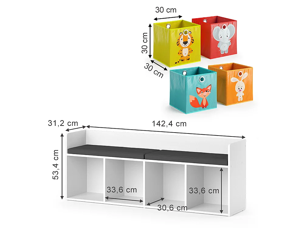 Kids shelf white 31.2x142.4x53.4 luigi