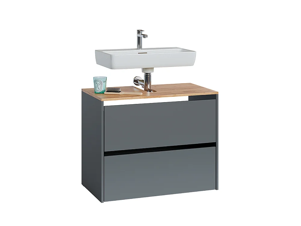 Meuble sous vasque simple anthracite/chêne doré 80.2x45.5x65 viktor